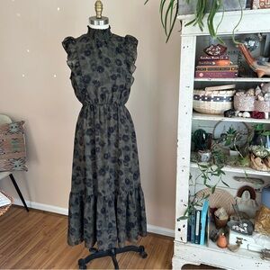 Steve Madden Floral Ruffle Sleeve Midi Dress